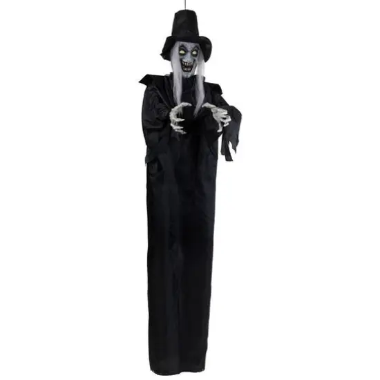 6ft. Lit Animated Vampire in Robe & Top Hat Halloween Decoration {6}