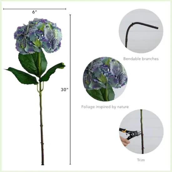 30" Blue Hydrangea Flower Stems, 3ct. {5}