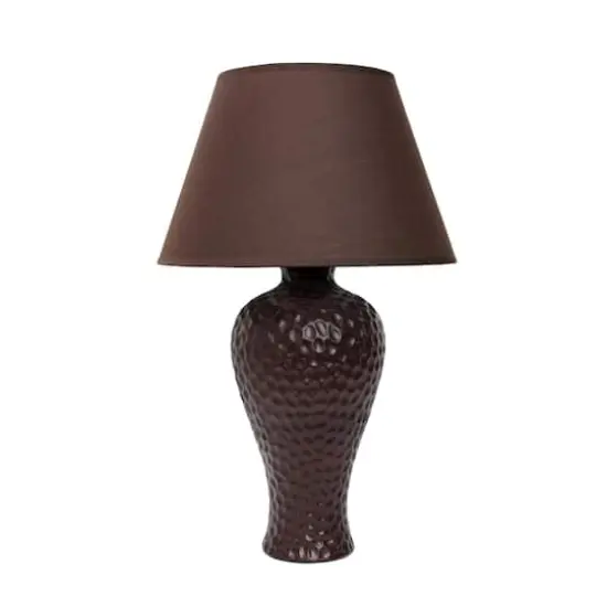 Simple Designs 20" Textured Stucco Curvy Ceramic Table Lamp Brown {1}