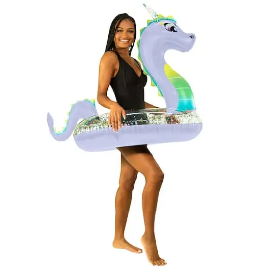 PoolCandy 40" Glitter Sea Dragon Purple Pool Tube {3}