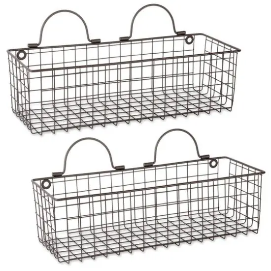 DII&reg; Medium Wire Wall Baskets, 2ct. Gold {2}