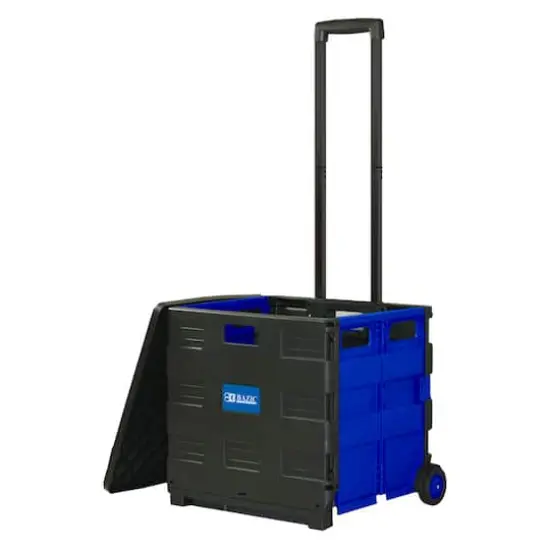 BAZIC&reg; Folding Cart on Wheels with Lid Cover Black & Blue {6}