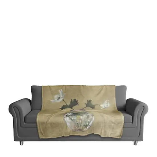 50" x 60" Colorful Vase with White Florals Coral Fleece Blanket {3}