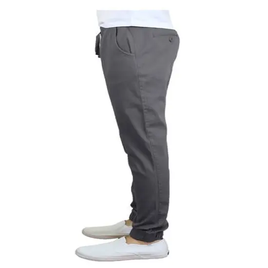 Galaxy By Harvic Slim Fit Basic Stretch Twill Men's Joggers Dark Grey {4}