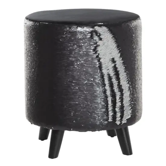 18" Sequin Contemporary Stool Silver/Black {1}