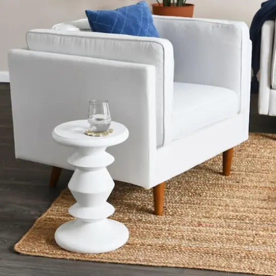 Hello Honey&reg; Berns Mid-Century Modern Solid Mango Table with Flat Top White {7}