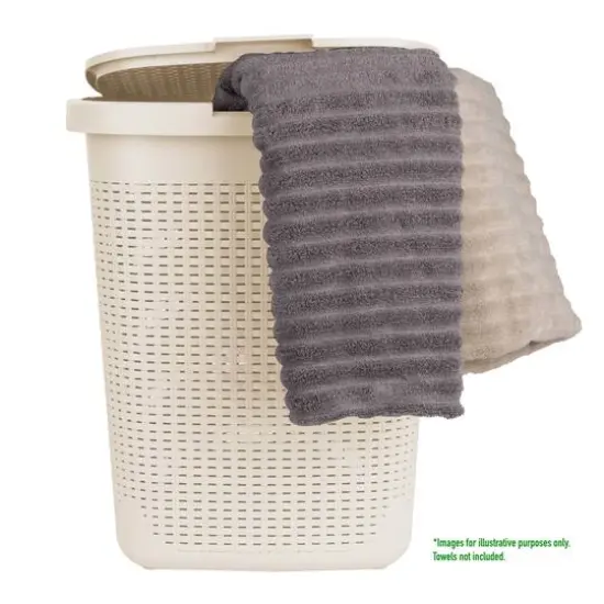 Mind Reader 21'' Hamper Laundry Basket with Cutout Handles Ivory {5}