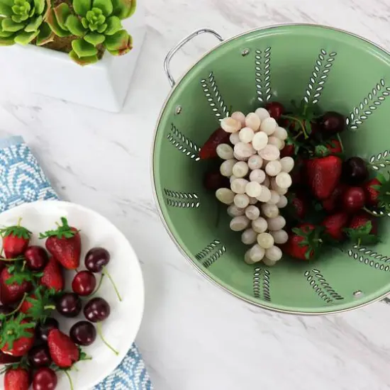 Gibson Home Plaza Cafe Green 4 Quart Enamel Colander {6}