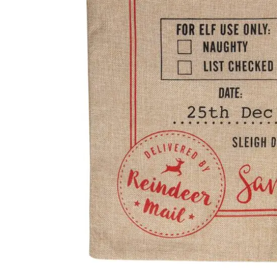 27" Beige & Red Christmas Delivery Tie Gift Bag {5}