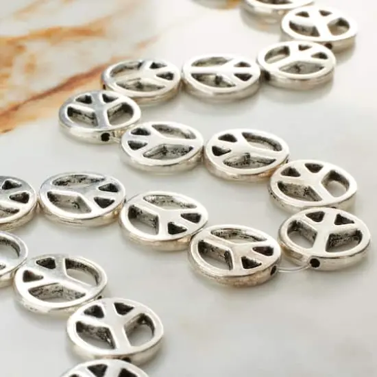 Silver Metal Peace Beads, 13mm by Bead Landing&trade; {3}