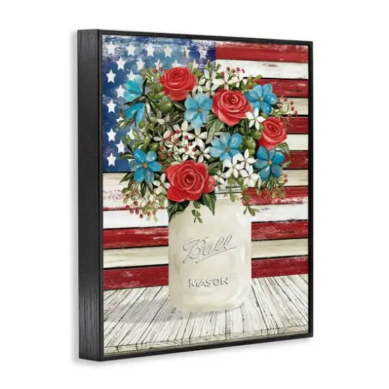 Stupell Industries Americana Flag Festive Bouquet Framed Giclee Art Black {4}