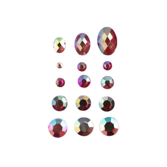 John Bead Round & Oval Acrylic Flatback Rhinestones in Box Red AB {3}