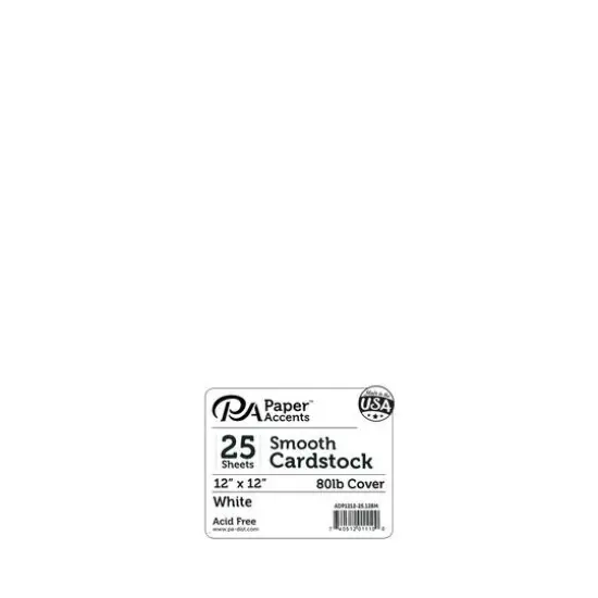 PA Paper&trade; Accents 12" x 12" 80lb. Smooth Cardstock Paper, 25 Sheets White {1}