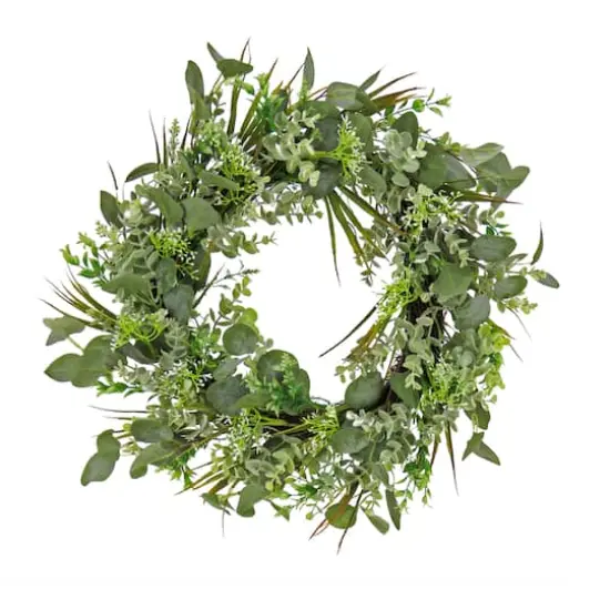 22" Eucalyptus & Grass Wreath {1}
