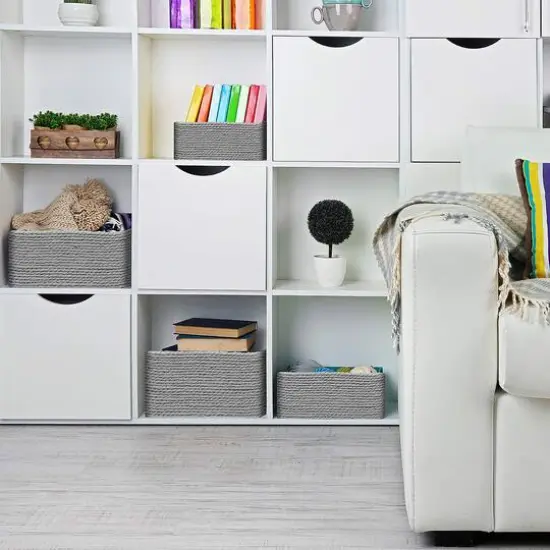 Sorbus 4-Piece Woven Rope Basket Set Gray {3}