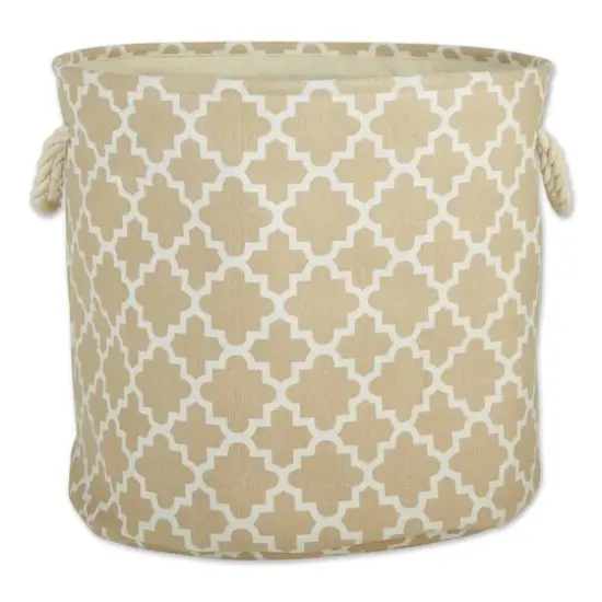 DII&reg; Large Round Polyester Lattice Bin Vintage Linen {6}