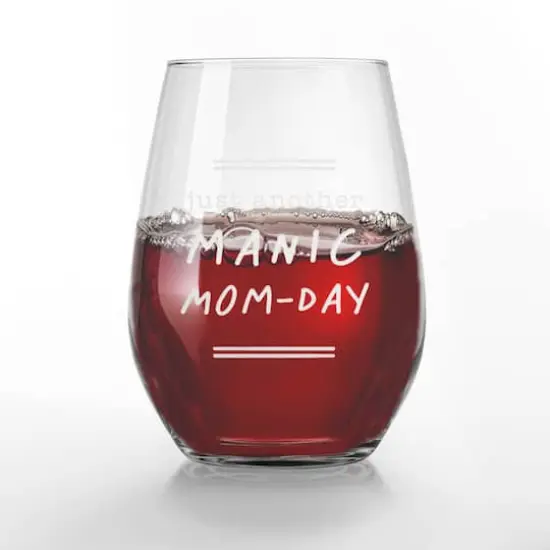 15oz. Another Manic Mom Day Engraved Stemless Wine Glass {3}