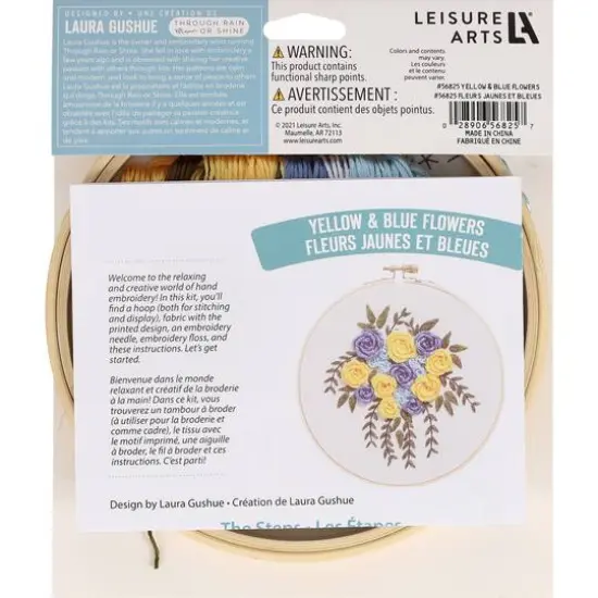 Leisure Arts&reg; 6" Yellow & Blue Flowers Embroidery Kit {3}