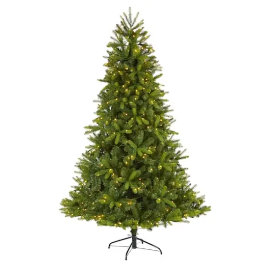 7ft. Pre-Lit New Haven Spruce Artificial Christmas Tree, Clear LED Lights {1}