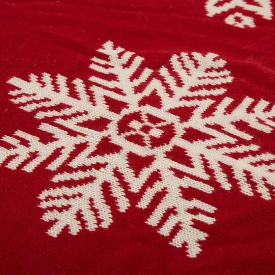 Glitzhome&reg; Knitted Christmas Snowflake Stocking & Tree Skirt Set {8}