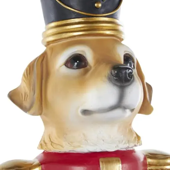 31" Red, Green & Gold Nutcracker Dog Sculpture {7}