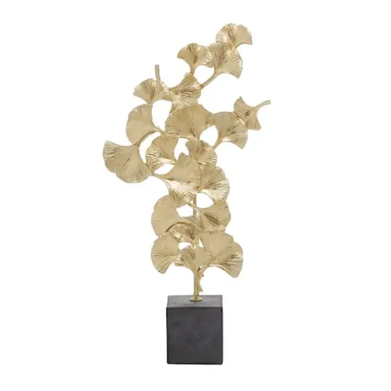 20" Gold Contemporary Gingko Leaf Sculpture {3}