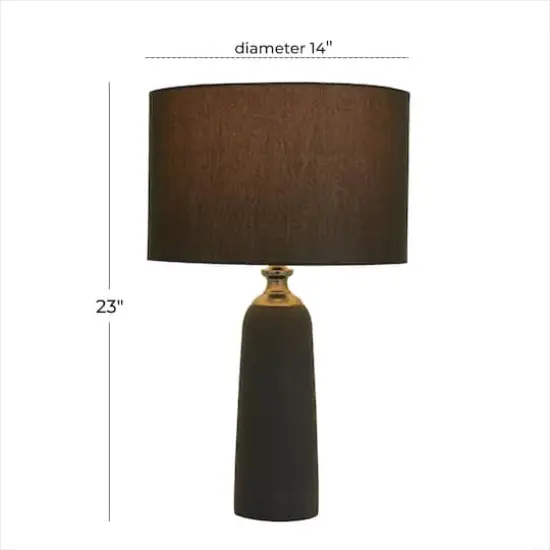 Brown Cement Modern Table Lamp, 23" x 14" x 14" {9}
