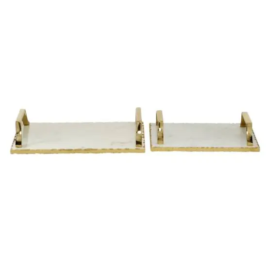 Set of 2" Gold Ceramic Glam Tray, 16", 13" {6}