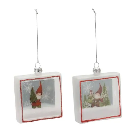 Glass Gnome Shadow Box Ornament Set {3}