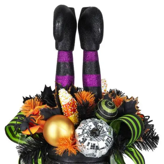 22.5" Black, Orange & Purple Witch Legs in Urn Tabletop D&eacute;cor by Ashland&reg; {3}