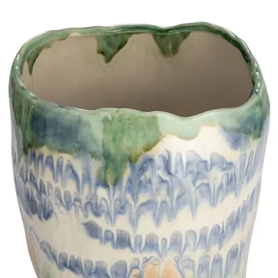 Hello Honey&reg; 14.5" Multicolor Stoneware Vase with Reactive Glaze {6}