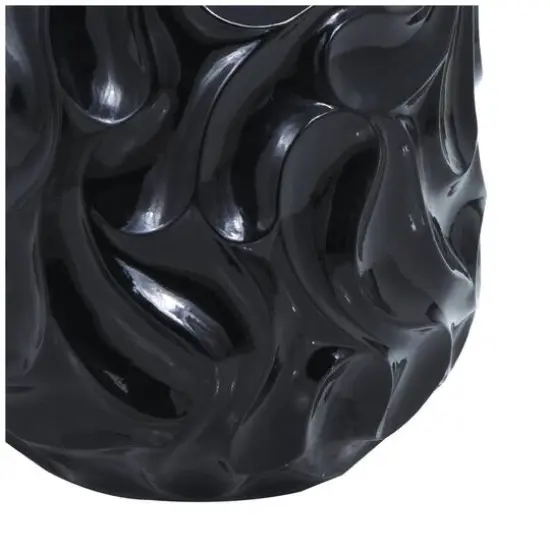 Large Black Wavy Textured Floor Vase {7}