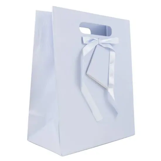JAM Paper Large Light Blue Pinstripe Gift Bags, 3ct. {1}