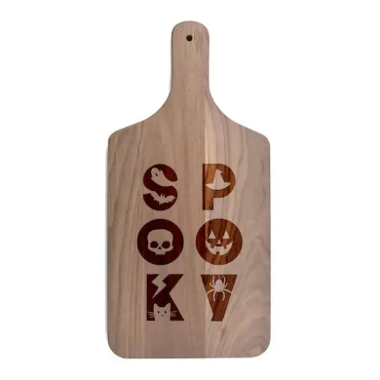 17" Spooky Icons Walnut Paddle Cutting Board {1}