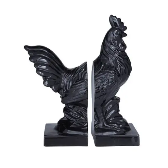 Modern Rooster Farmhouse Dolomite Bookend Set {3}