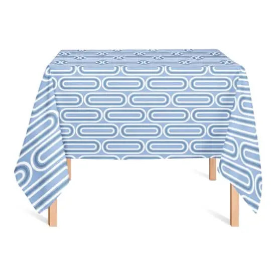 58" Groovy Blue Lines Tablecloth {1}