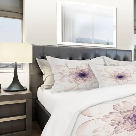 Designart 'Perfect Glowing Fractal Flower in Purple' Modern & Contemporary Bedding Set - Duvet Cover & Shams {6}