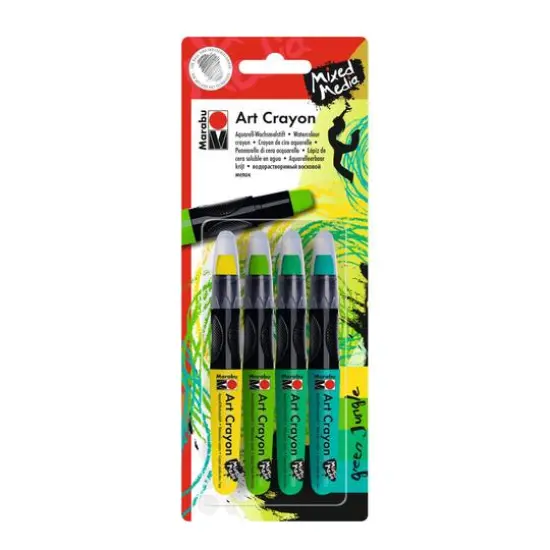 Marabu Watercolor Art Crayon 4 Color Green Jungle Set {1}