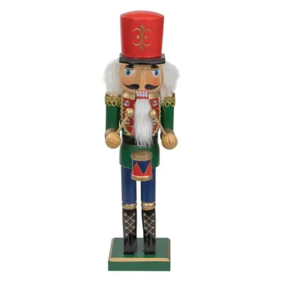 14" Wooden Christmas Nutcracker Drummer {6}