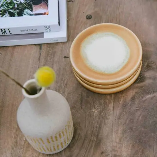 Hello Honey&reg; Reactive Glaze Stoneware Coasters Set Orange {7}