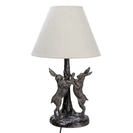 Hello Honey&reg; 18.5" Brown & Natural Bunny Rabbit Table Lamp with Linen Empire Shade {5}