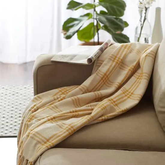 DII&reg; Honey Gold Modern Farmhouse Plaid Throw {8}