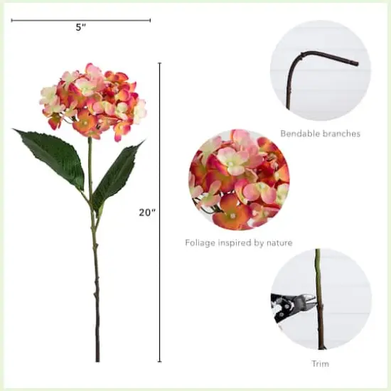 20" Pink Hydrangea Flower Stems, 3ct. {5}