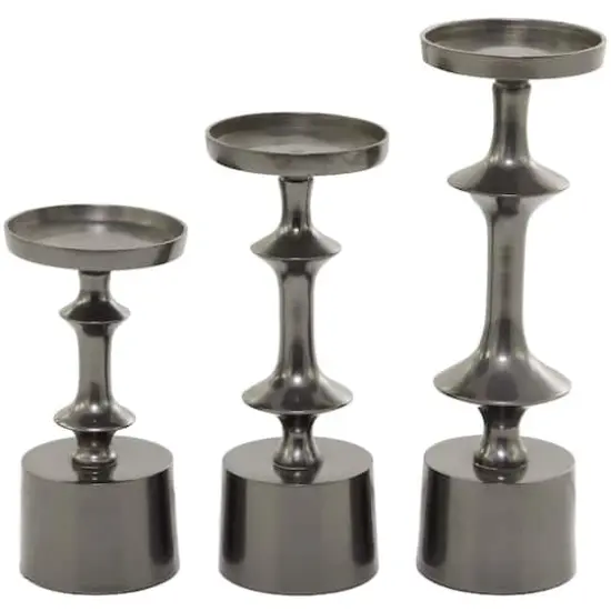 CosmoLiving by Cosmopolitan Black Aluminum Pillar Candle Holder Set {5}