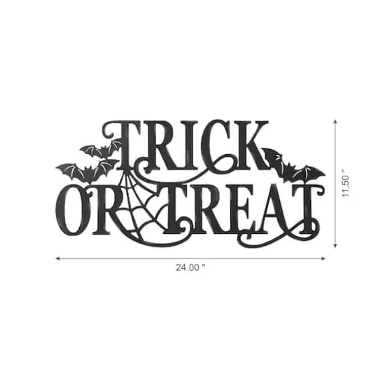 Glitzhome&reg; 24" Metal Halloween TRICK OR TREAT Wall Sign {4}