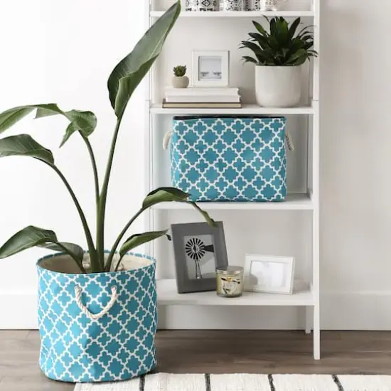 DII&reg; Medium Rectangle Polyester Lattice Bin Storm Blue {4}