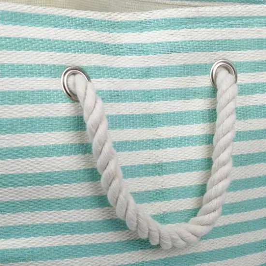 DII&reg; Large Pinstripe Rectangle Woven Paper Storage Bin Aqua {5}