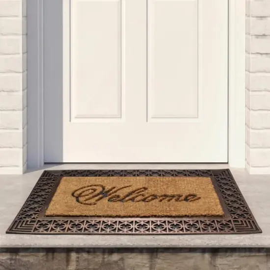 Gold & Natural Coir Welcome Doormat {3}