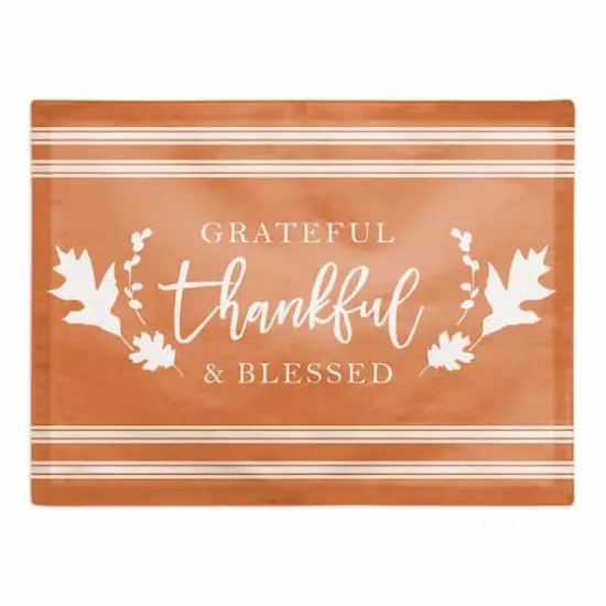 Grateful Thankful Blessed Stripes Cotton Twill Placemat {1}