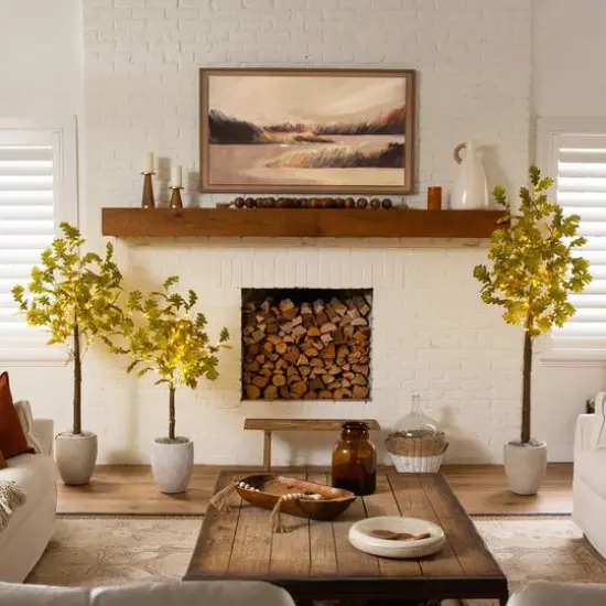 5ft. Pre-Lit Green Autumn Oak Artificial Fall Tree with 200 Warm White LED Lights {11}